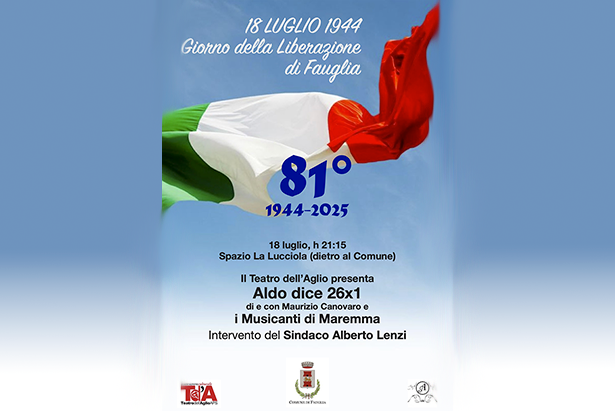 Il volantino con il programma del 18 luglio 2025, 81° anniversario della Liberazione di Fauglia Il volantino con il programma del 18 luglio 2025, 81° anniversario della Liberazione di Fauglia