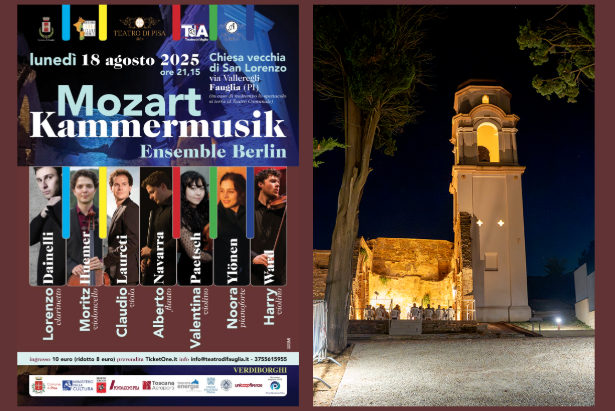 La locandina e la Chiesa Vecchia, dove si svolgerà il concerto