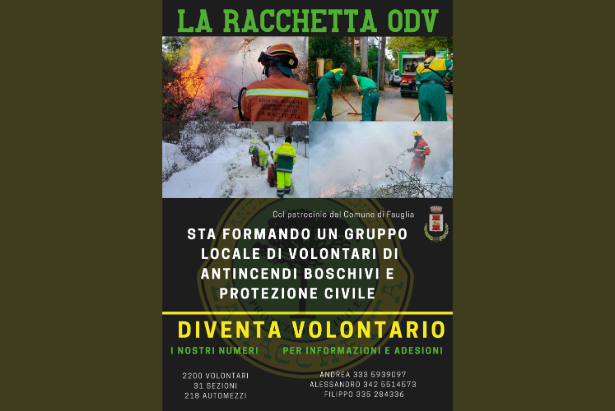 Il volantino della Racchetta con il quale si invitano i faugliesi a diventare volontari