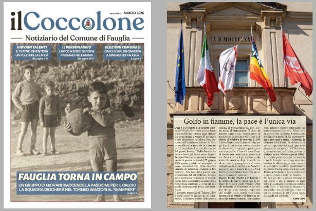 La prima e l'ultima pagina del Coccolone numero di marzo 2026