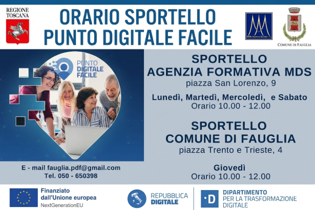 La grafica del Punto digitale facile con i relativi orari di apertura