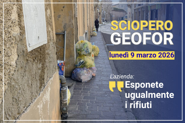 La grafica relativa allo sciopero Geofor del 9 marzo 2026