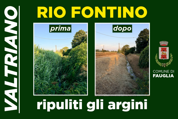 La grafica con le fotografie del Rio Fontino prima e dopo l'intervento