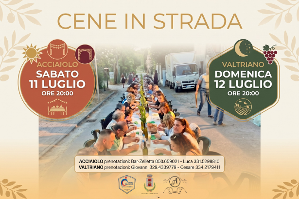 La grafica delle due cene per strada dell'11 e 12 luglio 2026