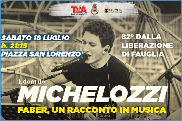 Edoardo Michelozzi al centro della grafica sul concerto di sabato 18 luglio