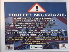 TRUFFE ANZIANI COME DIFENDERSI. MARTEDI 19 NOVEMBRE ORE 16 SALA PARROCCHIALE